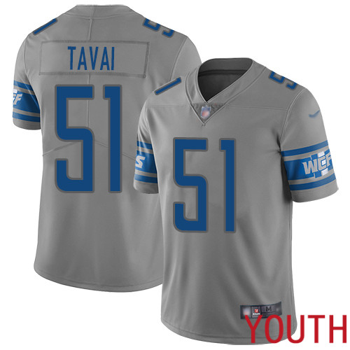Detroit Lions Limited Gray Youth Jahlani Tavai Jersey NFL Football #51 Inverted Legend->youth nfl jersey->Youth Jersey